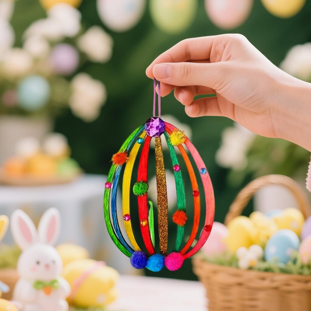 Easter Egg Children's Handmade Wooden Craft Painting Set Easter Decorations  Easter Children's Toys 20ml