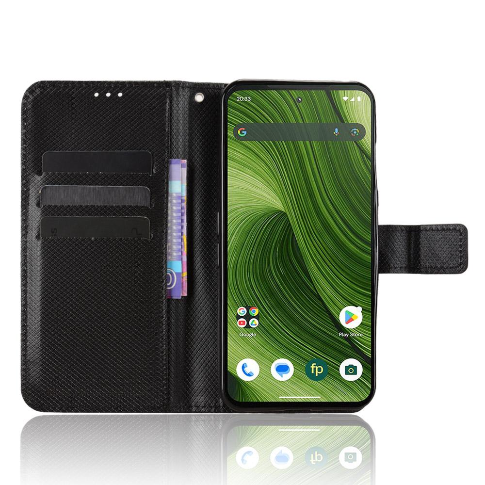 For Fairphone 6 Leather Wallet Case with Strap Diamond Texture Phone Cover