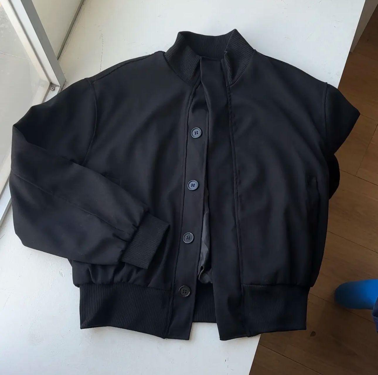 

Американская парная повседневная куртка свободного кроя с воротником-стойкой, короткая бейсбольная куртка cleanfit, мужская, для весенне-осеннего сезона 2XL чёрный