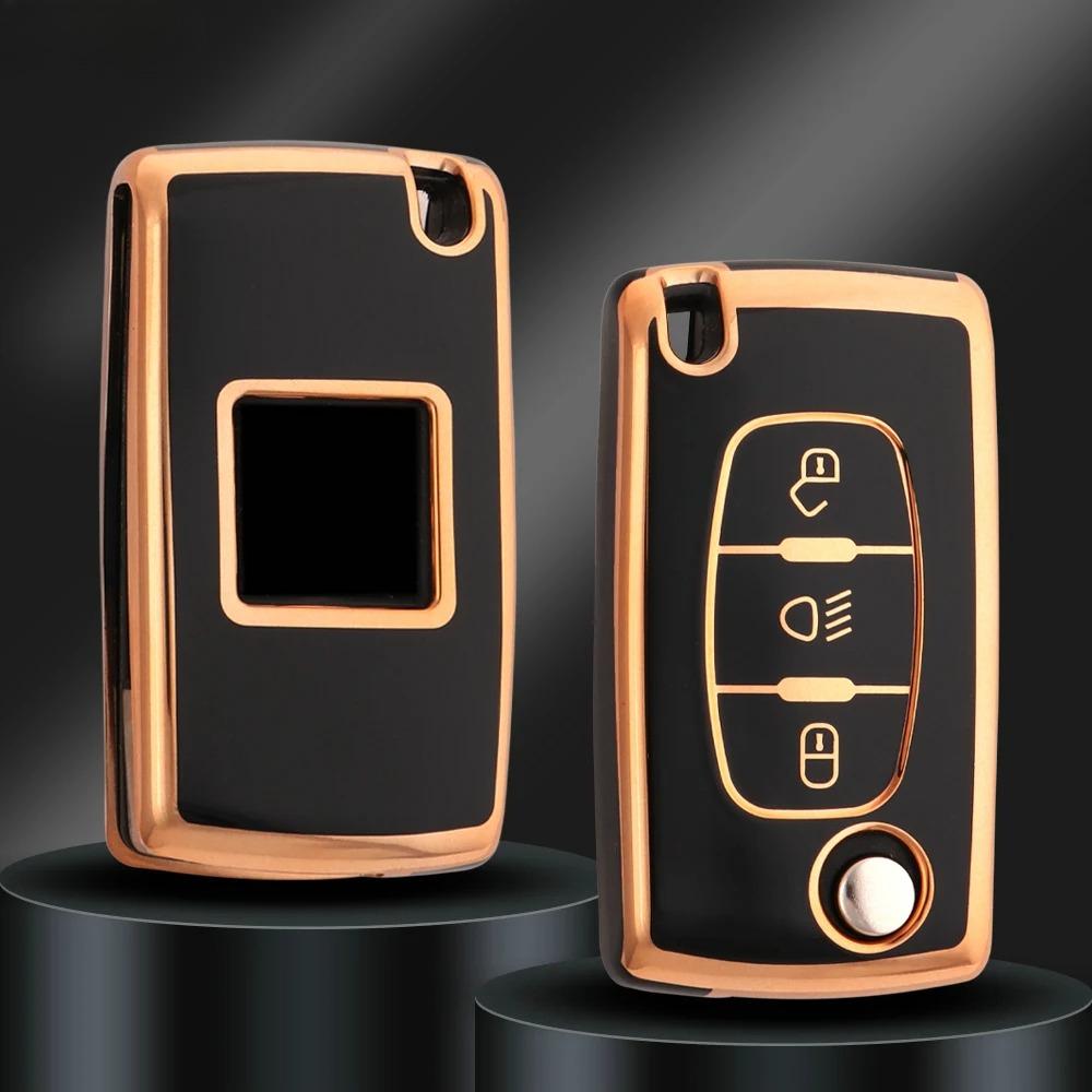 Fashion TPU Car Flip Key Case Cover Bag for Peugeot 107 207 307 308 407 607 3008 5008 Citroen Xsara Picasso C5 C6 C8 Accessories