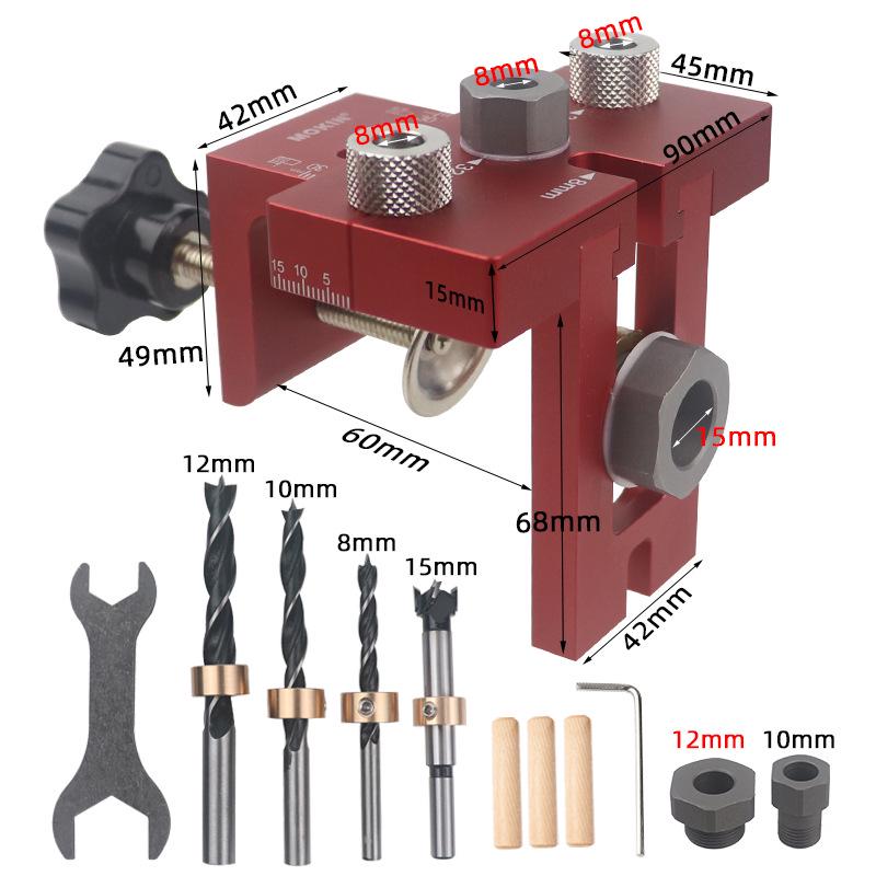 3-in-1 Hole Punching & Positioning Tool for Furniture Joints