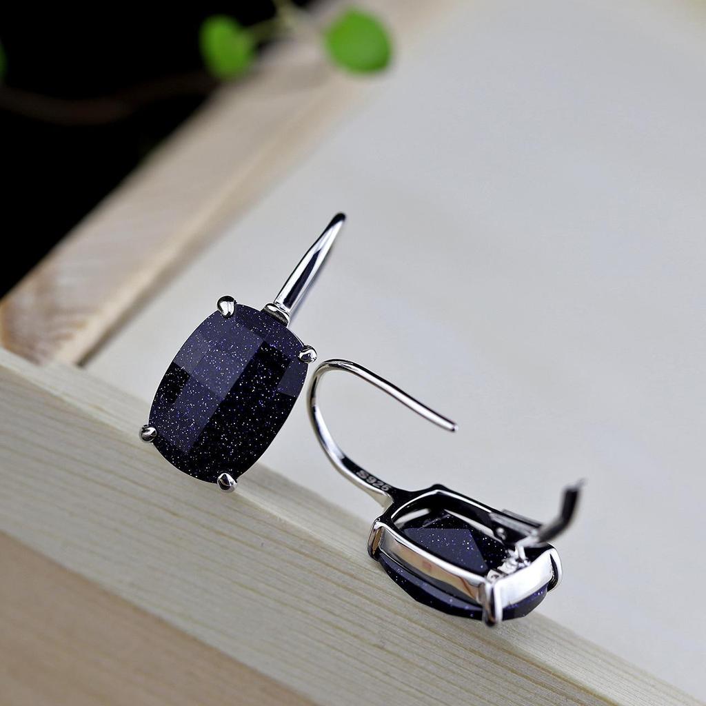 Renpin S925 Silver Handmade Faceted Amethyst Earrings for Women