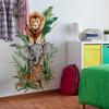 Stacked Jungle Animals Wall Stickers, Lion Elephant Tiger Self-Adhesive Decor for Kids Room Home Interior Decoration