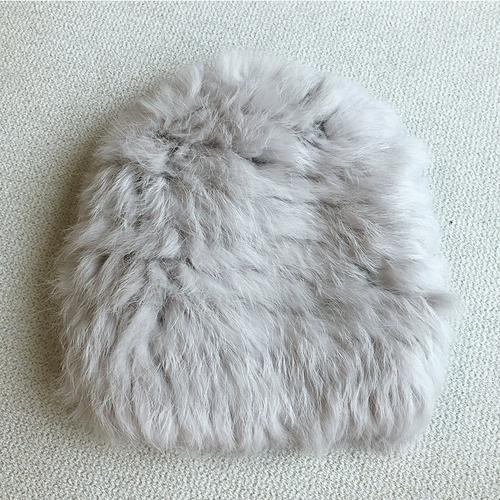 Rabbit Fur Hat Female Chuanxi White Fur Hat Fur Cold and Warm Plush Knitted Hat Cute Headgear Autumn and Winter