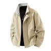 Men's Retro Stand Up Collar Jacket Autumn Long Sleeve Windproof Stand Collar Zip-Up Top Versatile Casual Sport Outerwear Coat