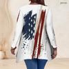 Women Plus Size V Neck Long Sleeve Printed Asymmetric Hem Flared Tunic Top
