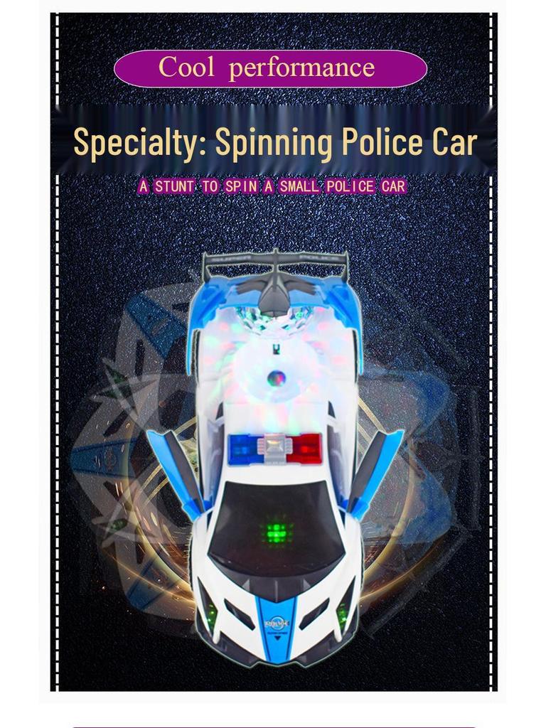 Electric Rotating Police Car Toy with Sound, Light, and Deforming Stunt Features