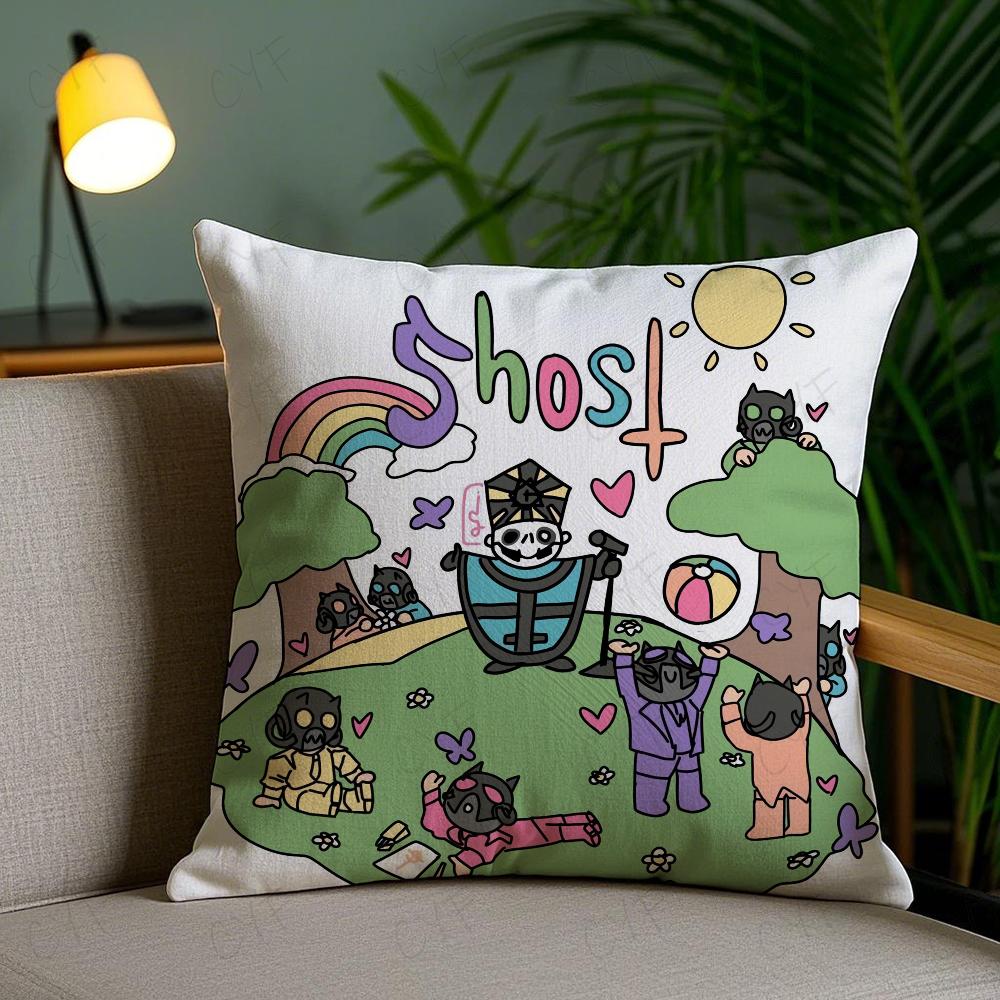 Rock G-Ghost Heavy Metal Band Pillow Case Anti-dustmite Pillowcase Invisible zipper silky short plush Sofa cushion cover