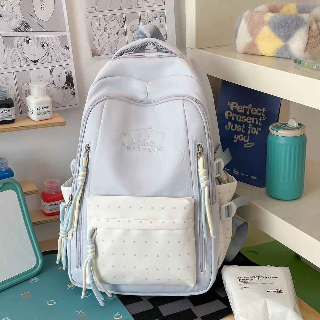 Schoolbag schoolbag female student solid color simple Japanese high-value girl backpack large capacity lightweight versatile casual backpack