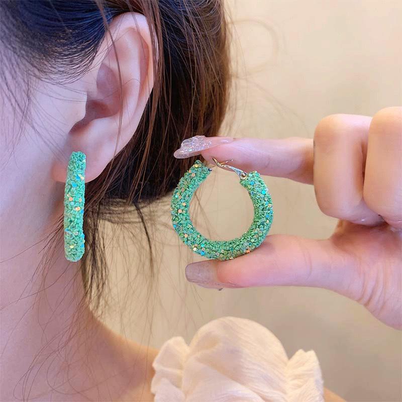 Colorful Rhinestone Temperament Earrings: Exquisite Ear Hoops for Women