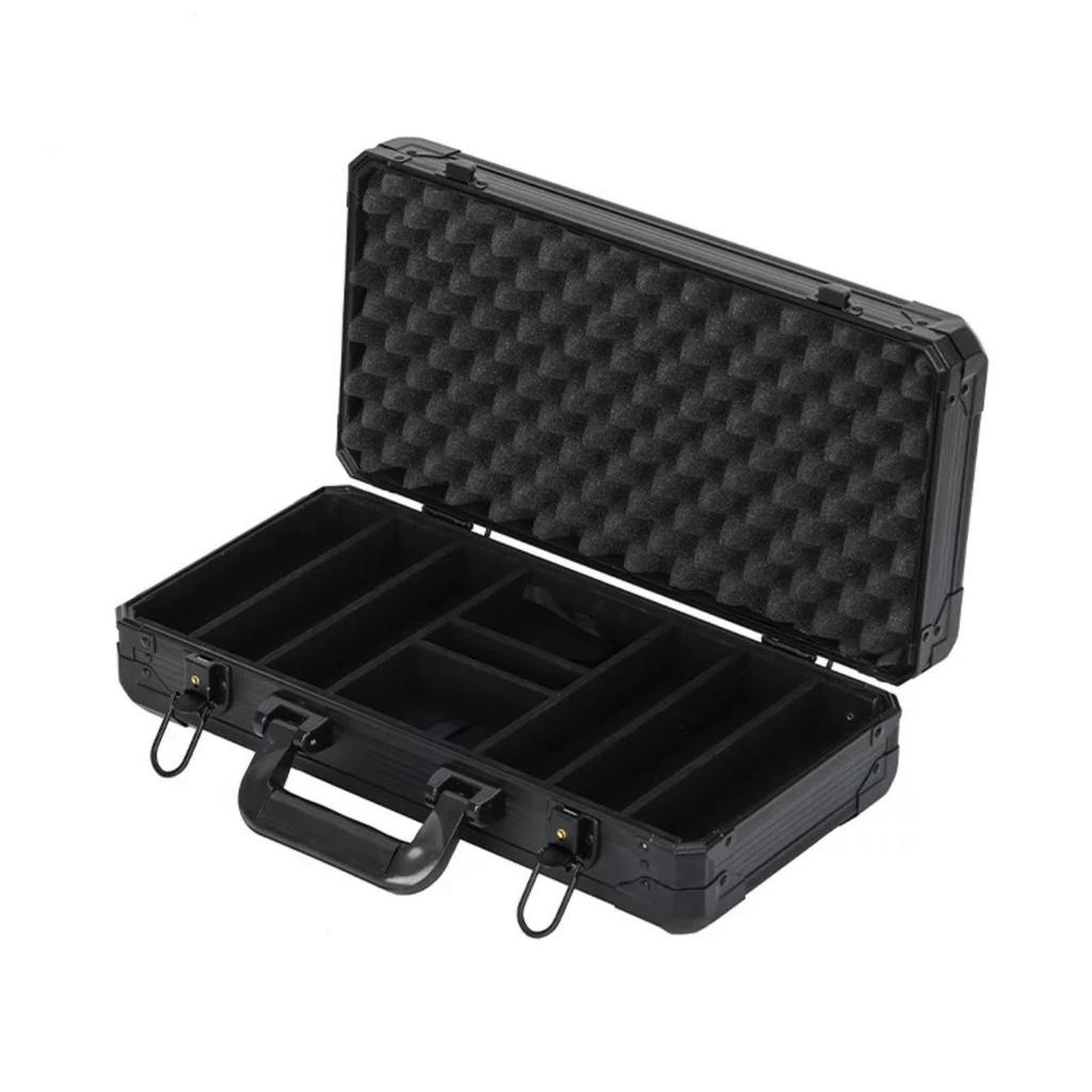 Model 00 Handheld Texas Hold'em Chip Case with 10 Black Chips, Code K300, Thickened Aluminum Alloy, Pull Rod Design.