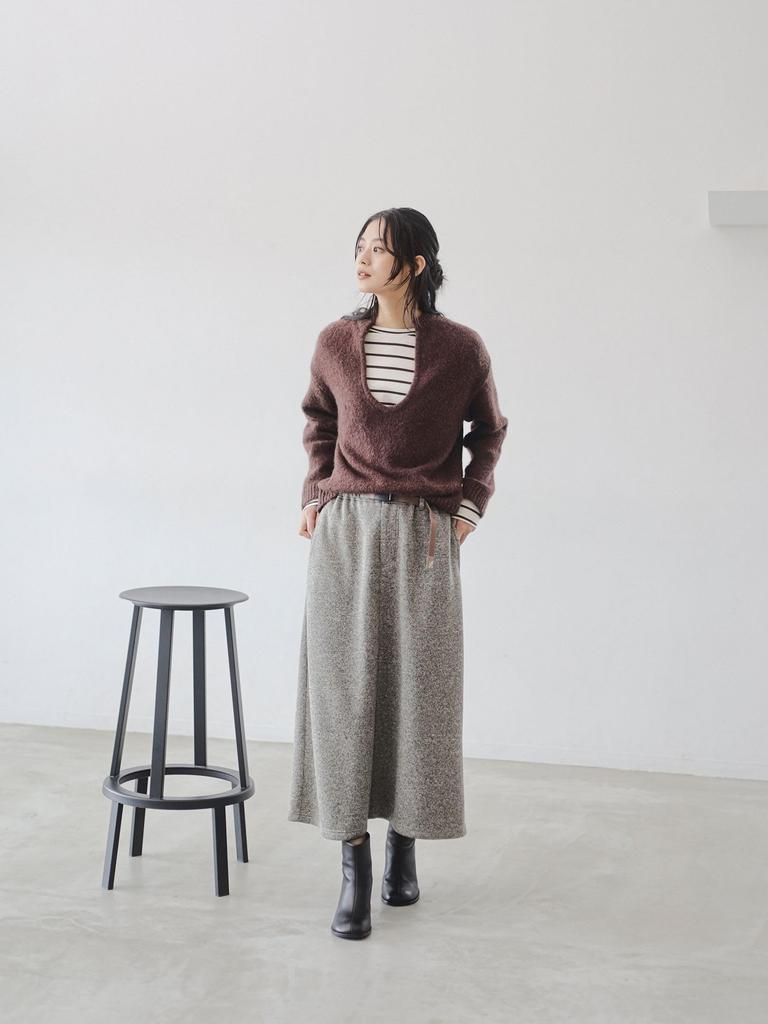 LIFE STORE by GRAMICCI Custom Knit Flare Skirt OATMEAL S BMING BEAMS (Sizes S-M), Women's