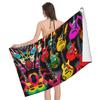 Vintage Guitar Pattern Print Sand Free Beach Towel Quick Dry Absorbent Music Theme Bath Towel for Pool Swimming Bathroom Beach
