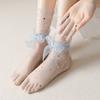 5Pairs Star Moon Tulle Shiny Socks Mid-calf Mesh Tube Socks Women Soft Transparent Bow Socks  Girl