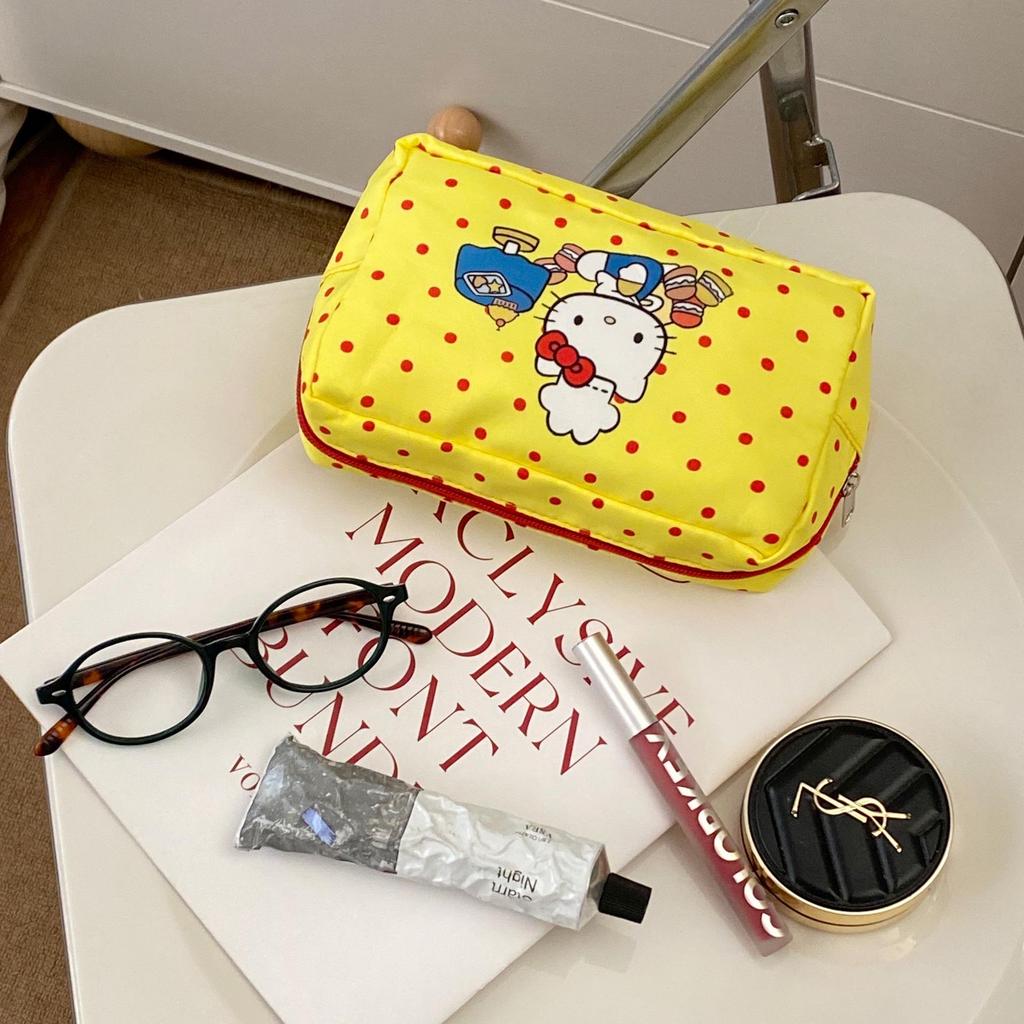 Japanese Polka Dot Cat Makeup & Travel Storage Bag - Large Capacity, Portable Women's Pouch