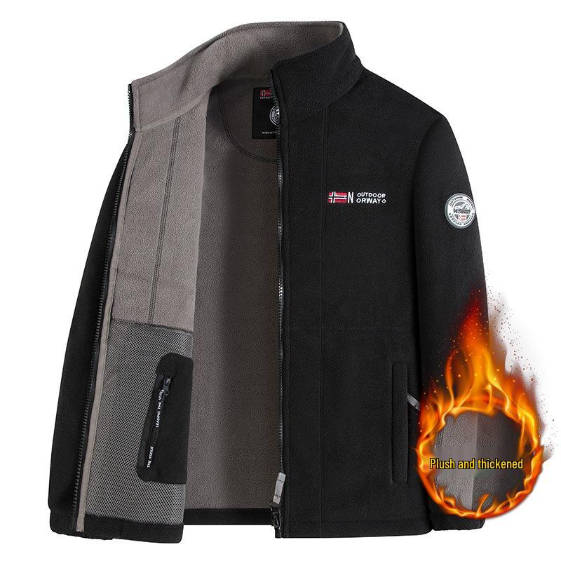 High-Quality Thickened Norwegian Stand Collar Embroidered Fleece Cotton Winter Jacket