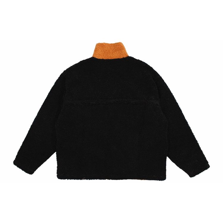 Adidas Originals Short Sherpa Color Block Stand Collar Warm Sports Jacket Women Jacket Khaki Brown GQ1238