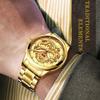 Stainless Steel Band Men's Watch Gold Color Dragon Pattern Clock Fashion Gold Dragon Watch  Women