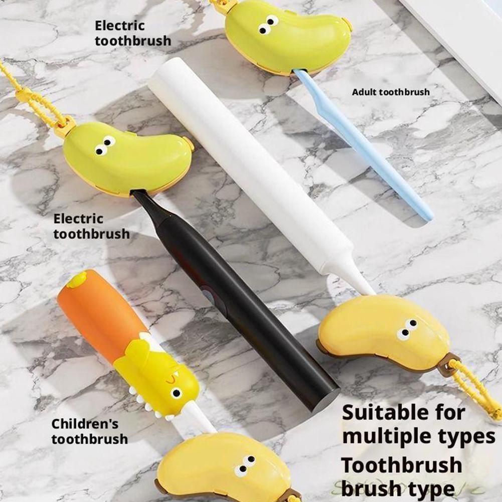 Plastic Toothbrush Head Protective Cover Banana Shape Toothbrush Dust Cap Cover 2in1 Brush Protect Toothbrush Storage Organizer