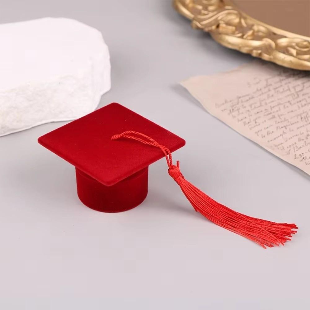 Composites Doctoral Hat Ring Box Earrings Packaging Box Student Graduation Season красный