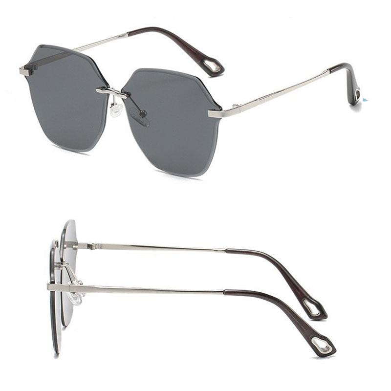 Non-polarized Oversized Frameless Cut Edge Sunglasses Female Fashionable Driving Sun Glasses