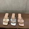 Slippers female summer outer wear fairy thick heel bow sandals with skirt beach shoes