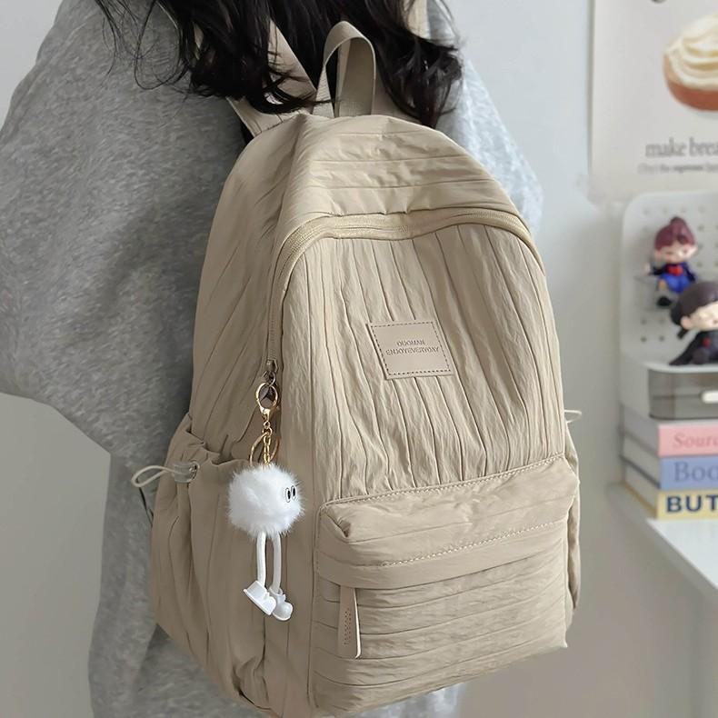 Schoolbagins Wind Simple Backpack Large Capacity Junior High School Girls High School College Students School Bag Travel Lightweight Small Backpack