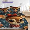 Elk Pattern Bedding Quilt Set Quilt Cover Pillowcase Home Decoration Birthday Gift (1 * Duvet Cover + 2 * Pillowcase, Without Core)