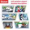 731PCS Aviation World Civil Airport Aircraft Assembly Model Building Block Pull Back Luggage Van Children Diy Bricks Toy Boy Gifts
