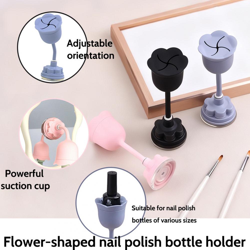 Flower Shape Nail Polish Holder 360 Degrees Rotating Tilted Anti-Spill Untippable Suction Gel Polish Bottle Stand