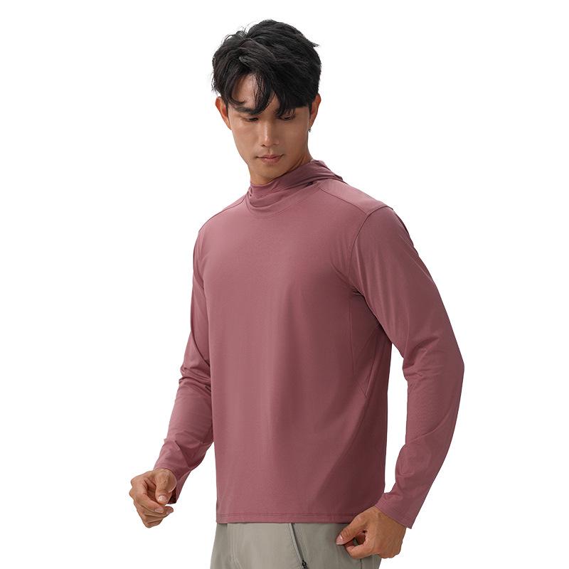 Men's Lightweight Quick-Dry Nylon Hoodie - Long Sleeve, Breathable Casual Sportswear for Autumn