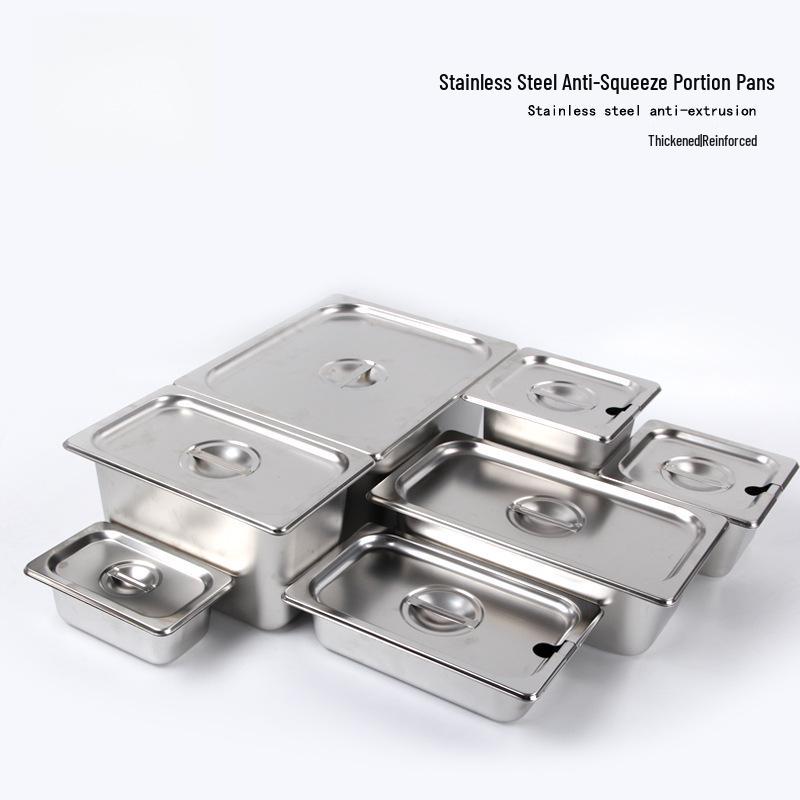 Rectangular Stainless Steel Serving Pans with Lids - Ideal for Mala Tang, Vegetables, Milk Tea, and Ice Cream