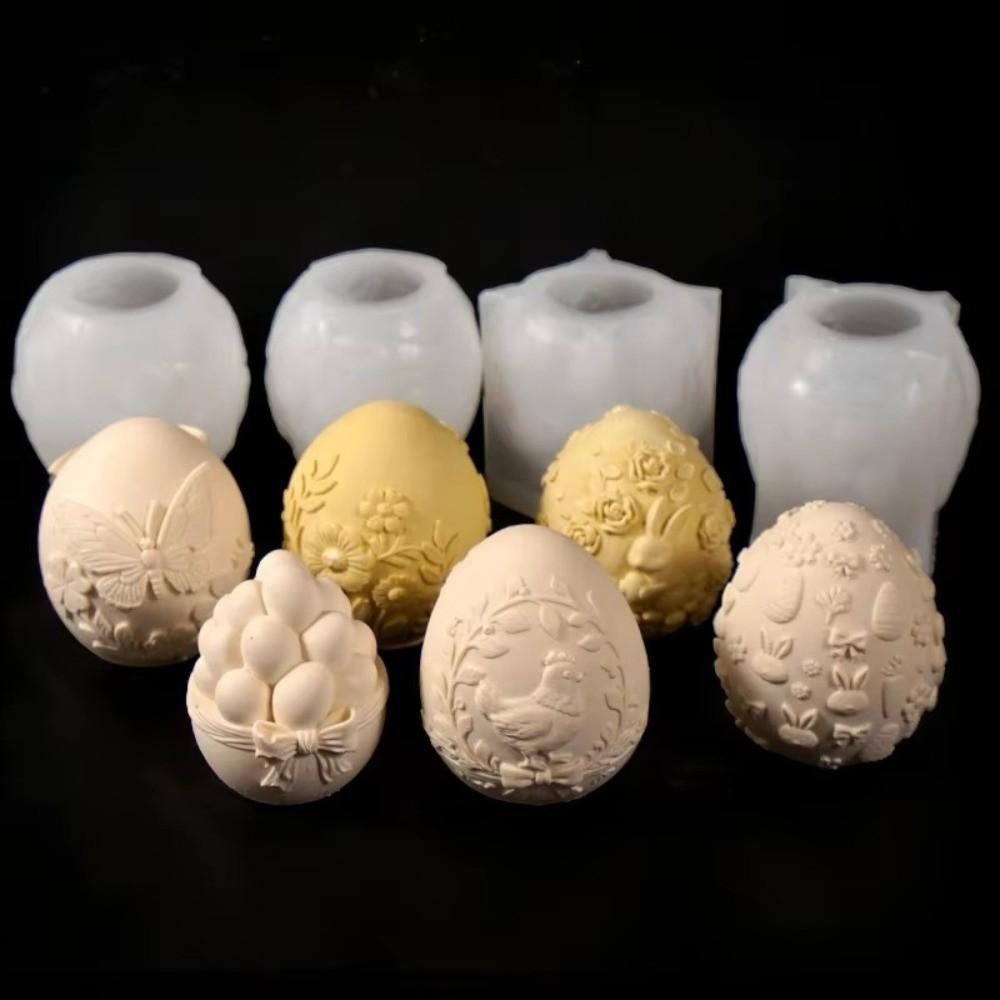 Embossed Easter Egg Mold Egg Shaped Plaster Mold DIY Candle Mold  Easter