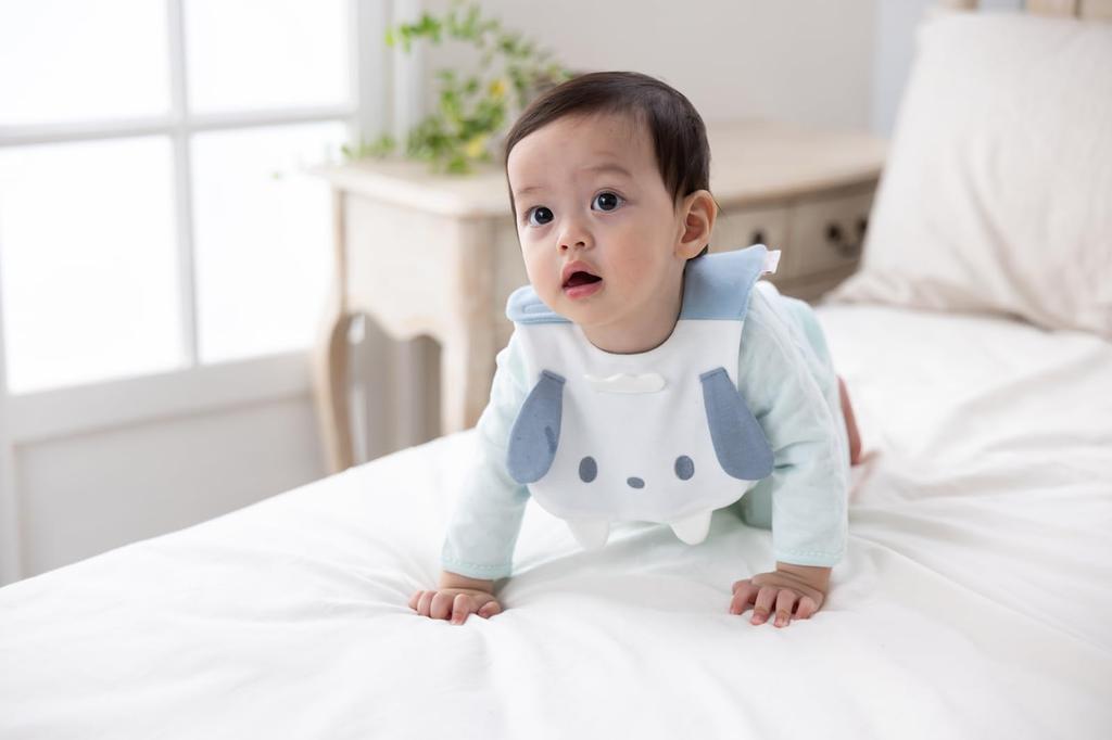 Sanrio Baby Pochacco Character Baby Mealtime Cute Soft Organic Baby Shower 028321 Bib, Apron, Gift, 100% Cotton, Gift,