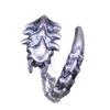 Adjustable Open Ring Men Women Sterling Geometric Vintage-Inspired Centipede Design Statement