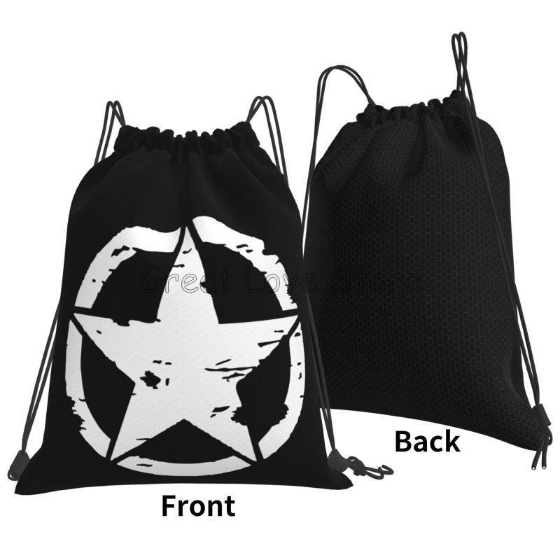 Custom Military Tactical Skull Star Drawstring Backpack Bags Women Men Lightweight Gym Sports Sackpack Sacks for Training