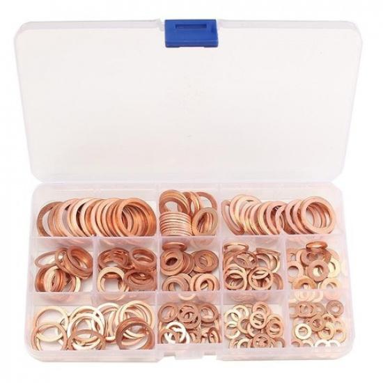 280PCS New Assorted Solid Copper Crush Washers Seal Flat Ring For Fuel&Hydraulic