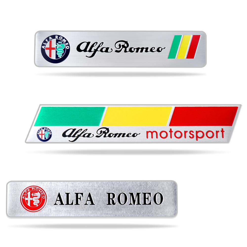 YYCE3 1pc 3D Aluminum Badge Car Body Decor Sticker For Alfa Romeo motorsport Mali Giulietta GT 159 147 156 Mito Giulia F1 Stelvio