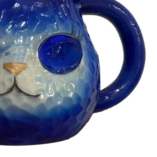 100ml Cat Mug Ergonomic Handle Stain-Proof High-Density Resin Drinking Cup 3D Artistic Cat Details Tea Cup