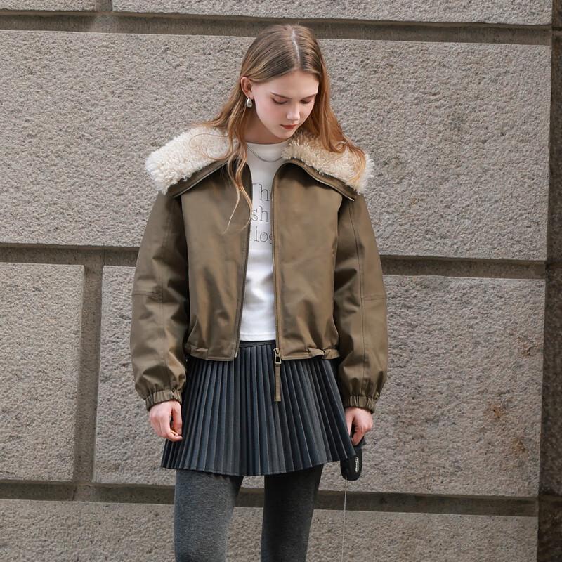 

Sancai 2025 Зимняя короткая куртка-парка с плюшевым воротником, 90% пух белой утки L 165/88A