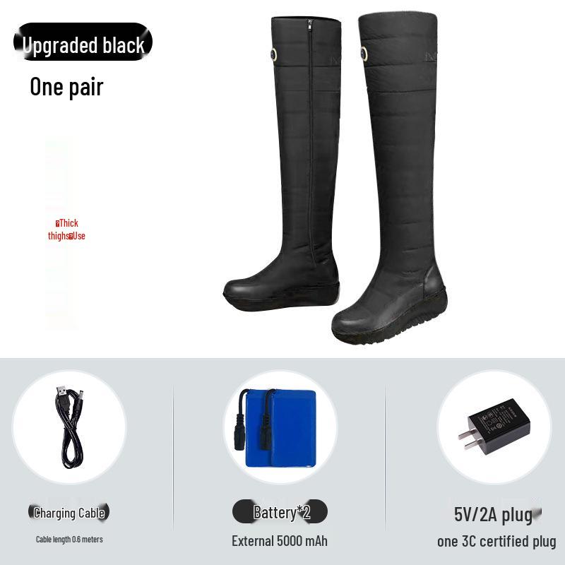 Electric Heated Over-the-Knee Boots with Intelligent Temperature Control - Winter Warm Plush Cotton, Outdoor Antifreeze Footwear