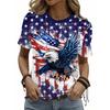 Women's Independence Day 3D Print Flag Eagle Graphic T-Shirt Short Sleeve Crew Neck Fashionable Casual Shirt