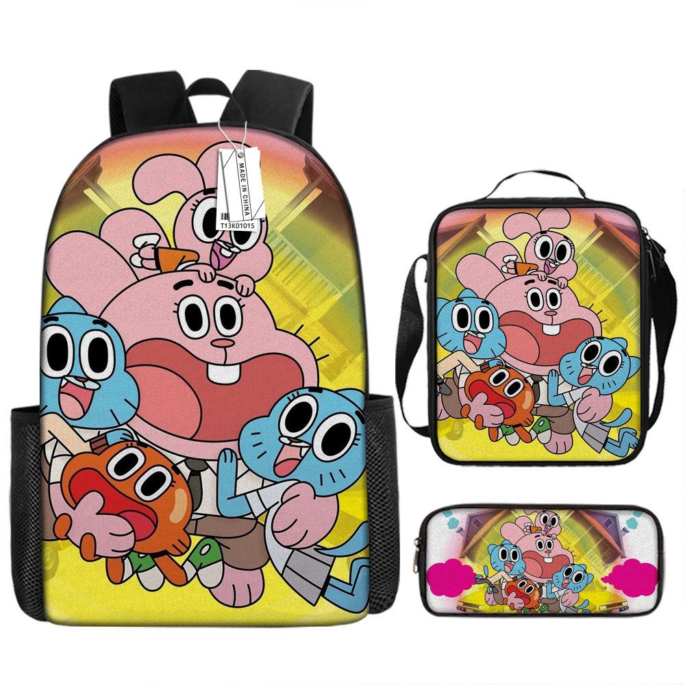 Forrest Gump Wonderful World Backpack Student School Bag Cartoon Backpack 3D Digital Color Printing Backpack Satchel Three-piece set