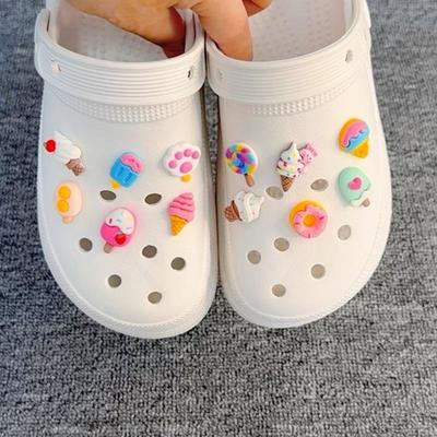 12PCS Fashion Shoe Charms for Clogs Set Accessories Hole Shoe Buckle Summer Cute Ice Cream Doughnut DIY Shoes Decorations