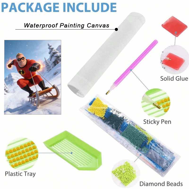 Disney Diamond Art Painting Kit 5D Diamond Mr Incredible Sledding Diamond Dot Art Diamond Home Wall Decor