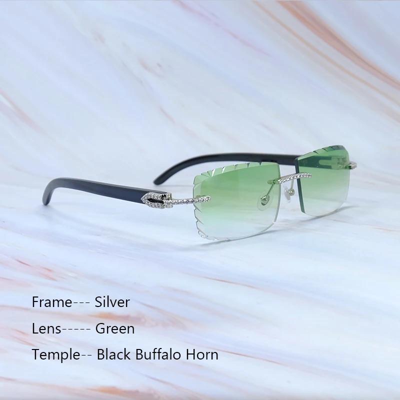 Buzlu Out Güneş Gözlükleri Elmas Kesim Şık Rhinestones Carter Siyah Manda Boynuzu Lüks Gözlük Vintage Güneş Gözlükleri Y2K Dekorasyon