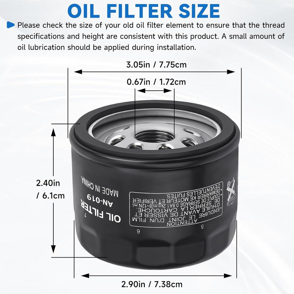 2PCS Oil Filter 49065-0721 49065-7007 Compatible with Kawasaki FR600V FR651V FR691V FR730VFS600V FS651V FS691V FS730V FX481V FX600V FX651V FX691V