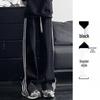 Women's White Gray Striped Wide-Leg Sweatpants - New for Spring & Autumn 2024