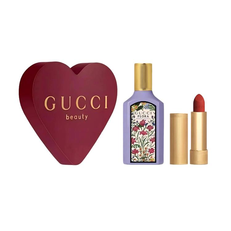 Gucci Rouge À Lèvres Mat Lipstick With Gucci Flora Gorgeous Magnolia Eau De Parfum Gift Set