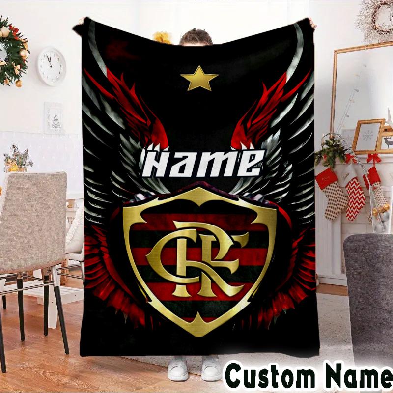 Custom Name Spirit Flamengo Throws Blanket Flannel Blankets for Couch Bed Gifts for Men Women Picnic Blanket Christmas Fan Gifts